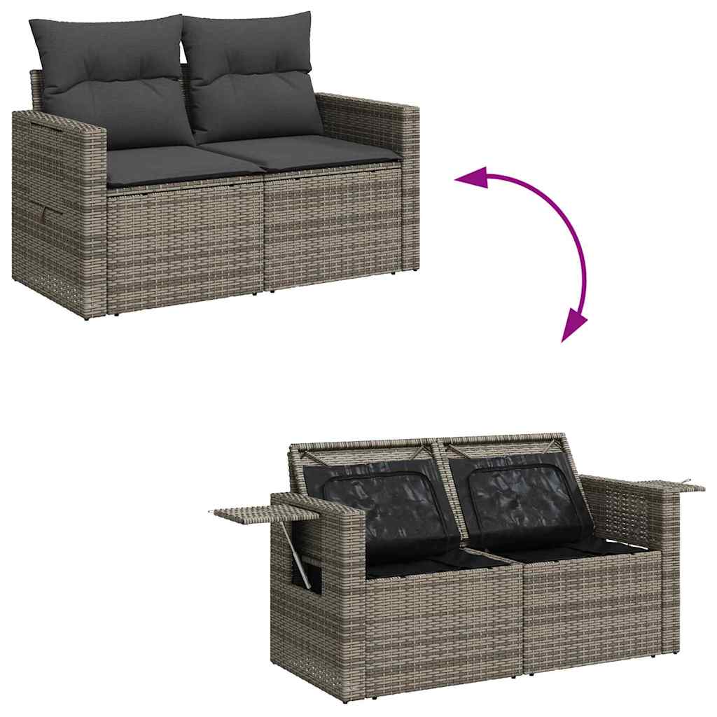 Havesofa Sæt med pude 10 pcs Grå polyrattan