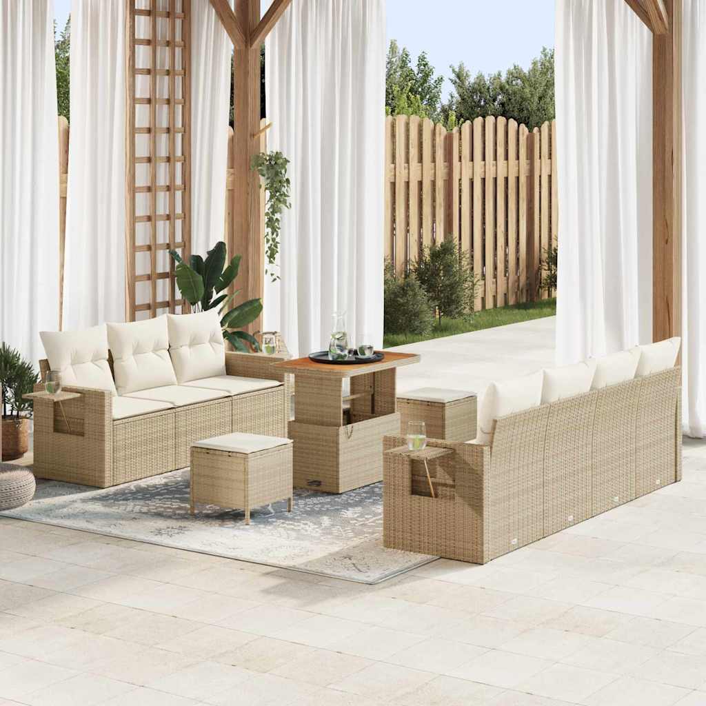 Havesofa Sæt med pude 10 pcs beige og cremefarvet