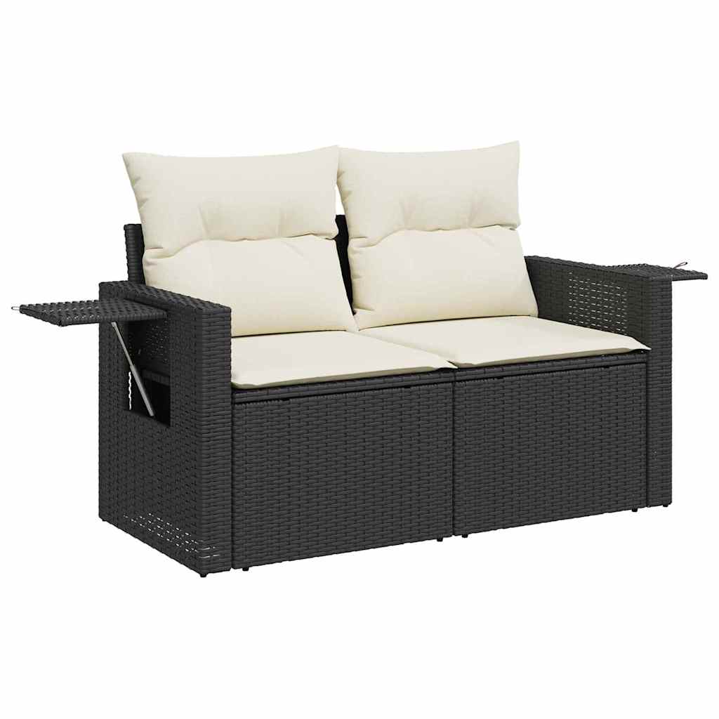 Havesofa Sæt med pude 11 pcs Sort og Cream polyrattan