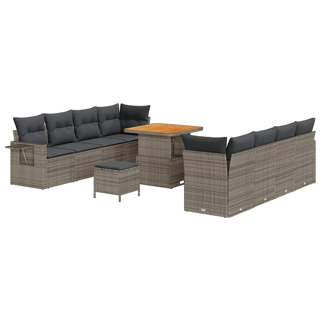 Havesofa Sæt med pude 11 pcs Grå polyrattan