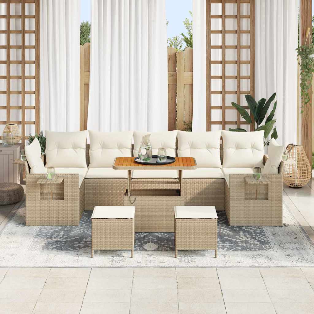 Havesofa Sæt med pude 13 pcs Beige og creme polyrattan