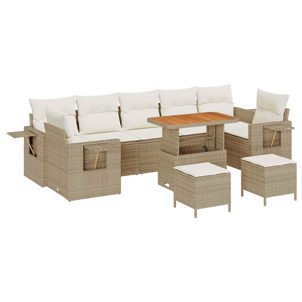 Havesofa Sæt med pude 13 pcs Beige og creme polyrattan