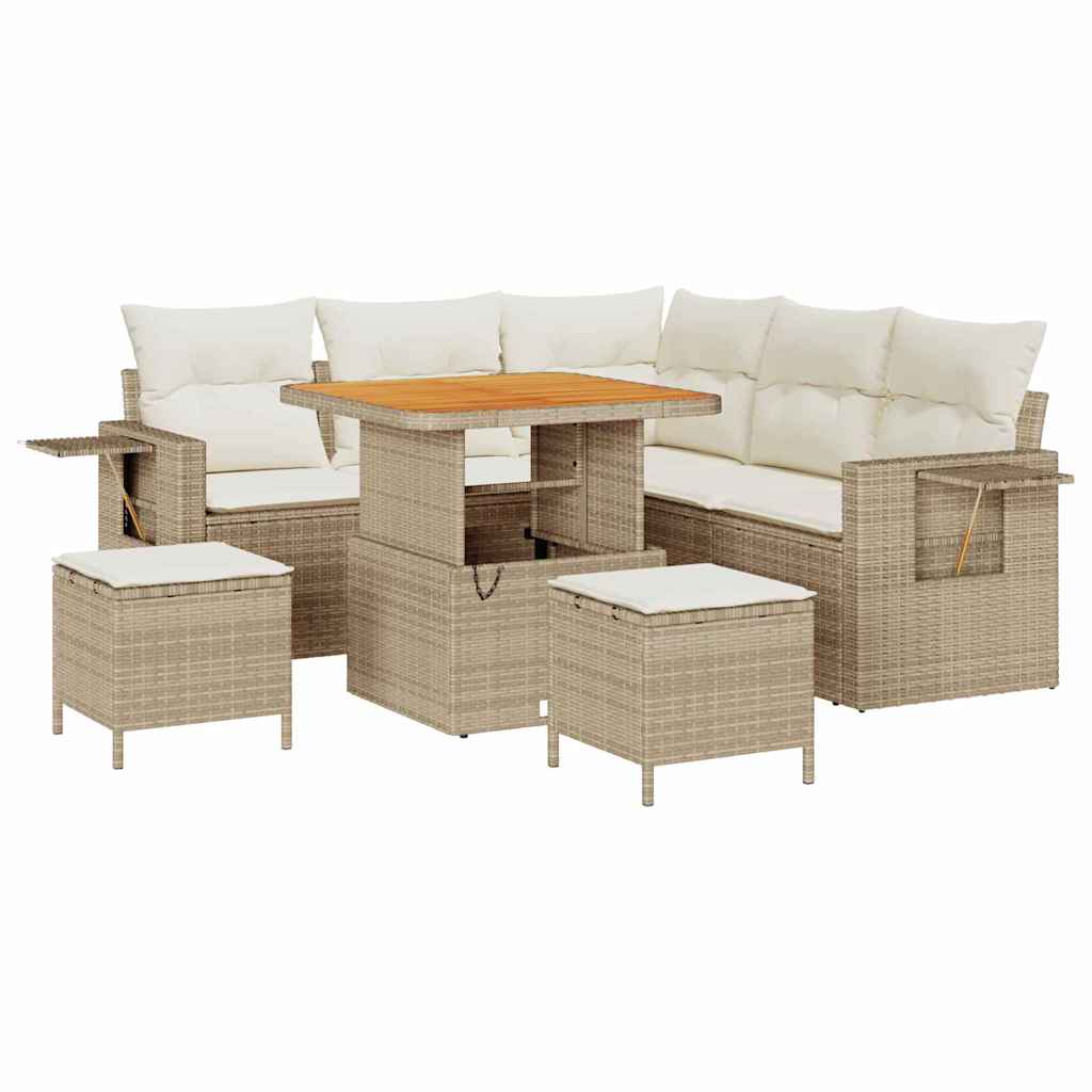 Havesofa Sæt 9 stk. 6-Antal sæder Beige og creme polyrattan