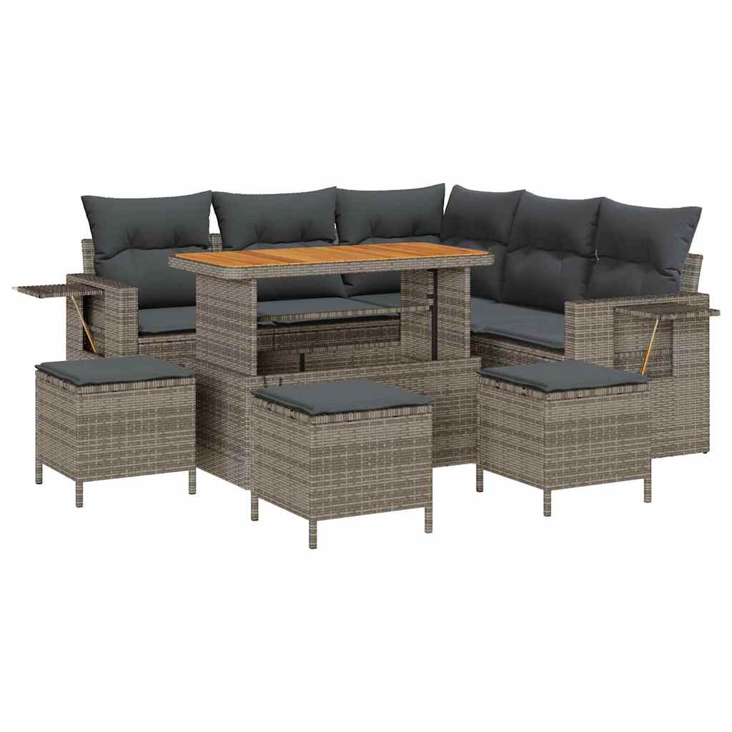 Havesofa Sæt med pude 10 pcs Grå polyrattan