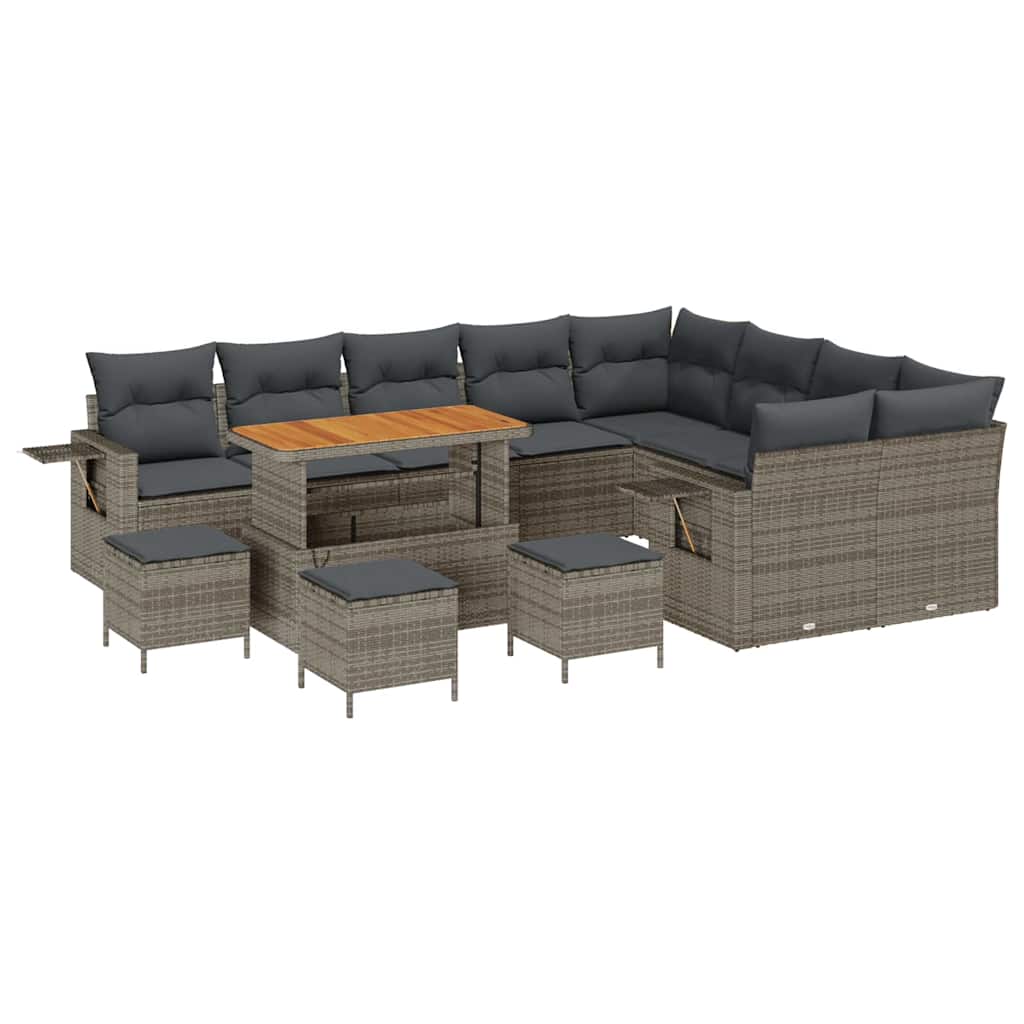 Havesofa Sæt med pude 13 pcs Grå polyrattan