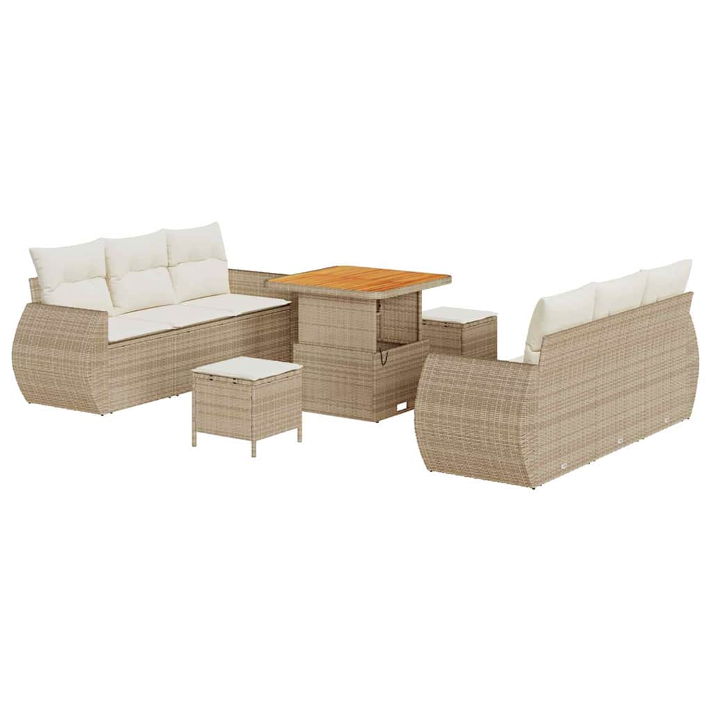 Havesofa Sæt 9 stk. 6-Antal sæder Beige og creme polyrattan