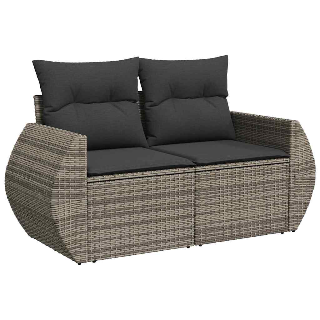 Havesofa Sæt med pude med opbevaring 10 pcs Grå polyrattan