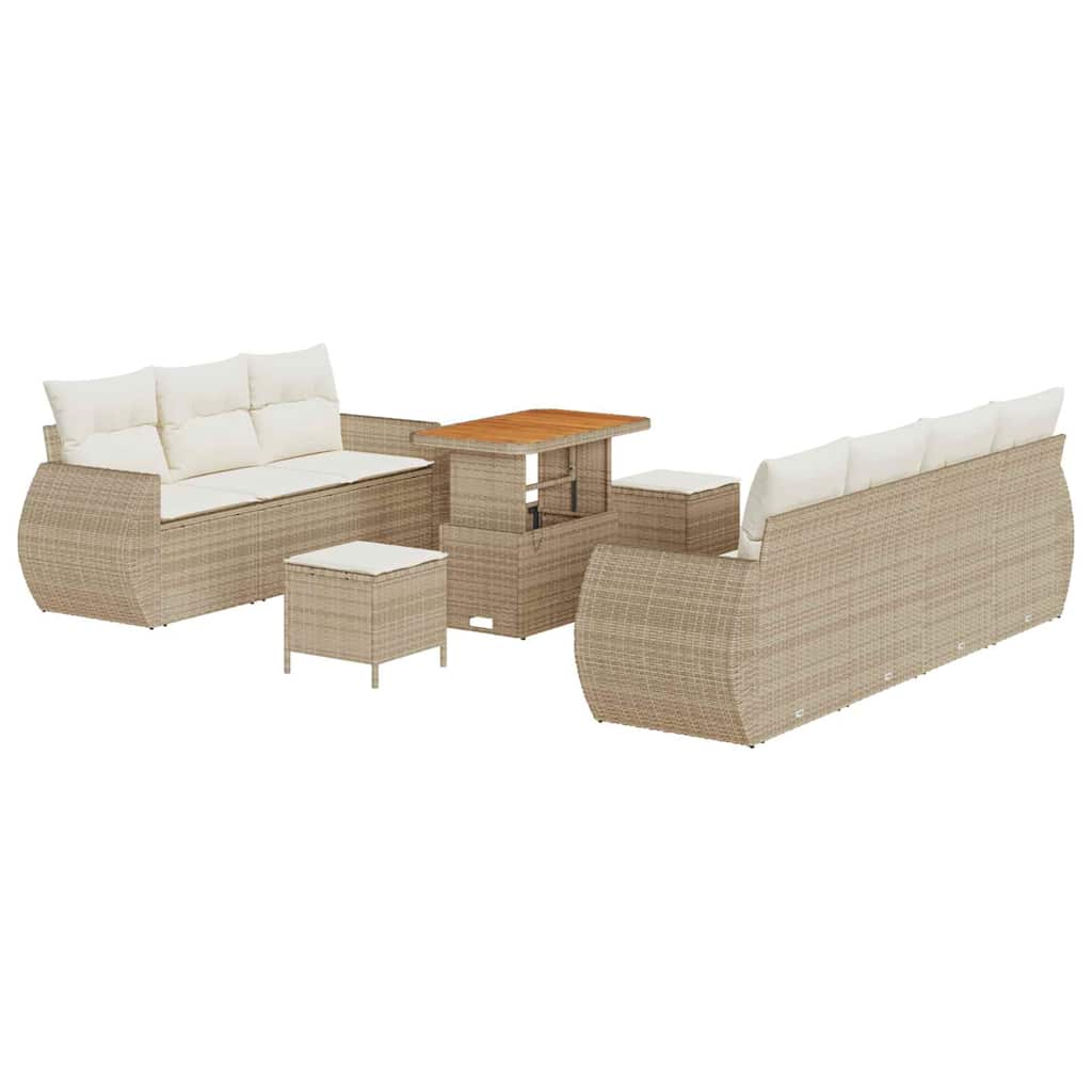 Havesofa Sæt 10 stk. 7-Antal sæder Beige og creme polyrattan