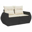 Havesofa Sæt med pude med pude 9 pcs Sort og Cream Poly Rattan