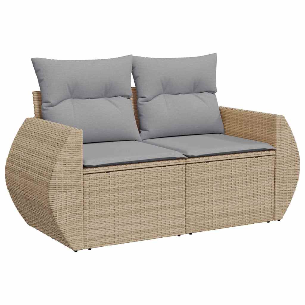 Havesofa Sæt 9 stk. 9-Antal sæder Beige og lys grå Poly Rattan