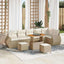 Havesofa Sæt med pude med pude 9 pcs Beige og creme Poly Rattan