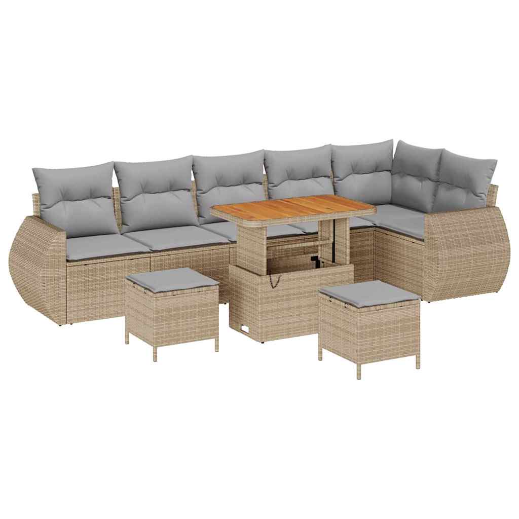 Havesofa Sæt med pude med opbevaring 9 pcs beige og lysegrå