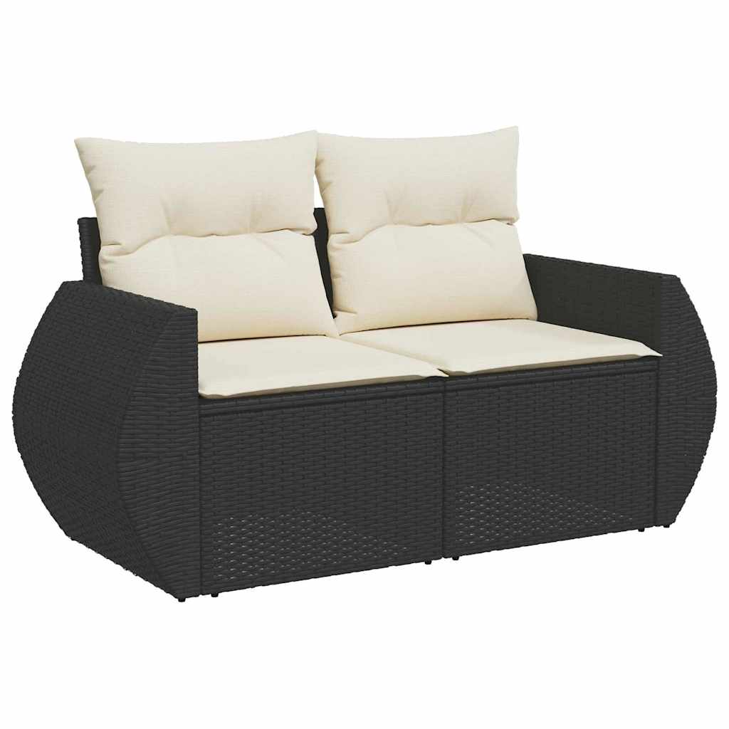 Havesofa Sæt med pude med opbevaring 12 pcs Sort og cremefarvet
