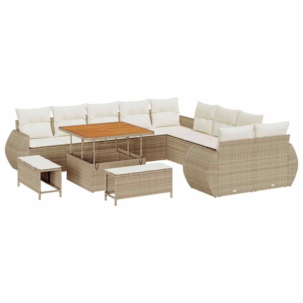 Havesofa Sæt med pude 13 pcs beige og cremefarvet