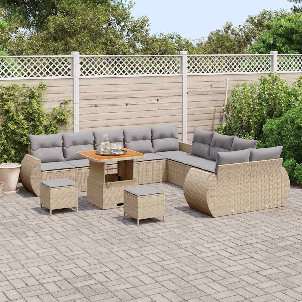 Havesofa Sæt med pude med opbevaring 13 pcs beige og lysegrå