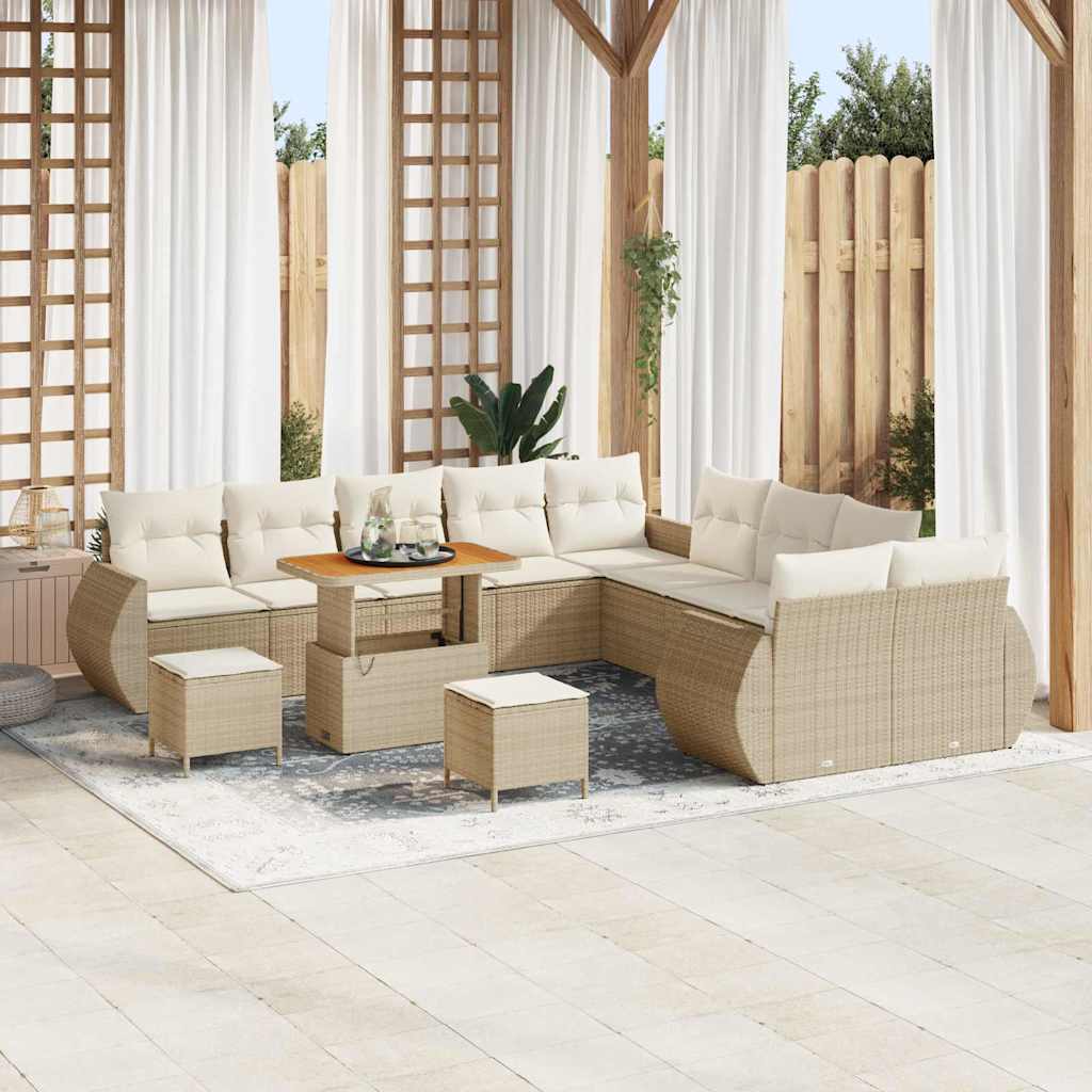 Havesofa Sæt med pude 13 pcs beige og cremefarvet