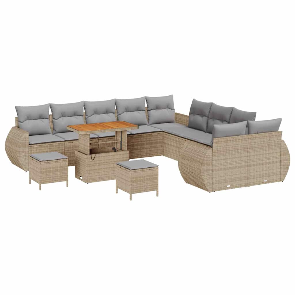 Havesofa Sæt med pude med opbevaring 13 pcs beige og lysegrå