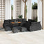 Havesofa Sæt 14 pcs Sort Polyrattan og pulverlakeret stål