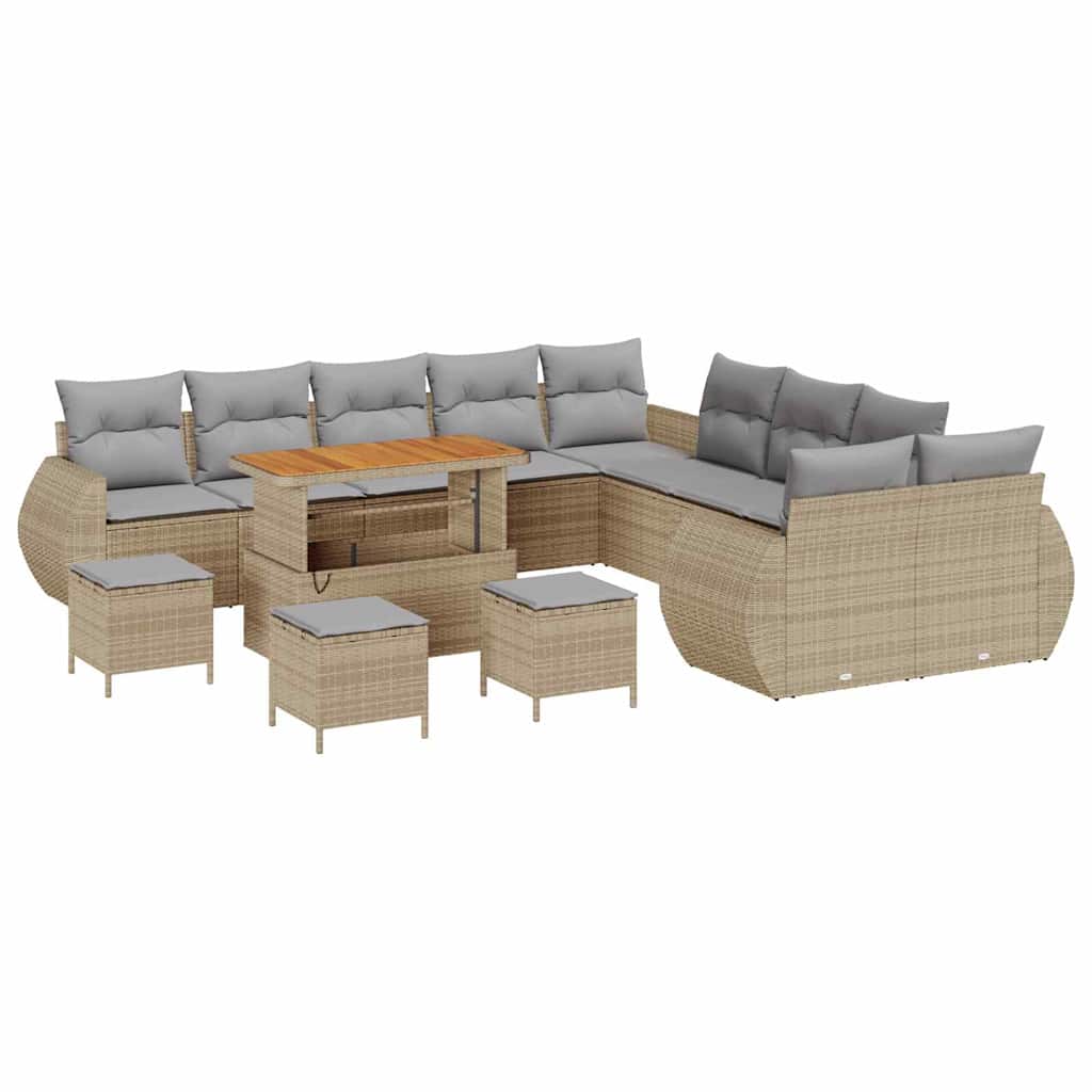 Havesofa Sæt med pude med opbevaring 14 pcs beige og lysegrå