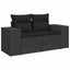 Havesofa Sæt med pude med opbevaring 9 pcs Sort Poly Rattan