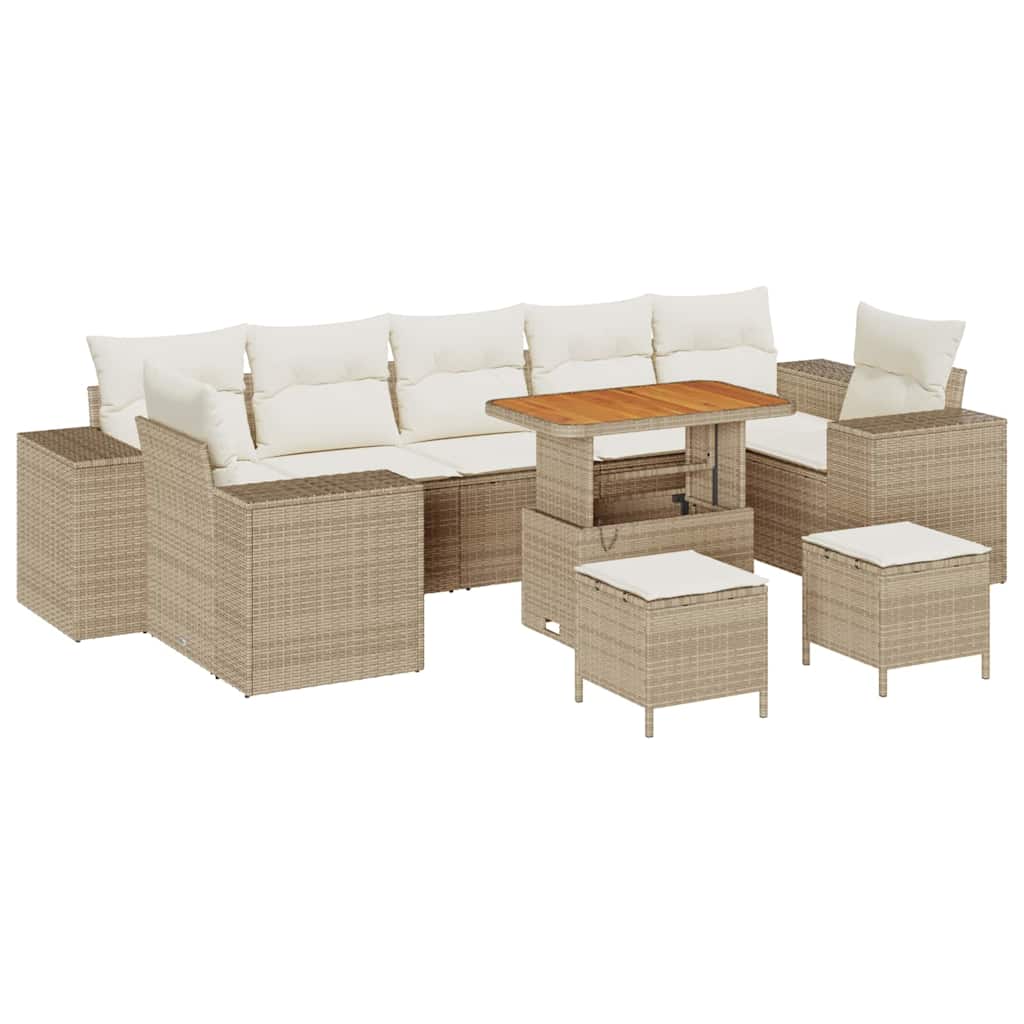 Havesofa Sæt med pude med opbevaring 10 pcs Beige og creme