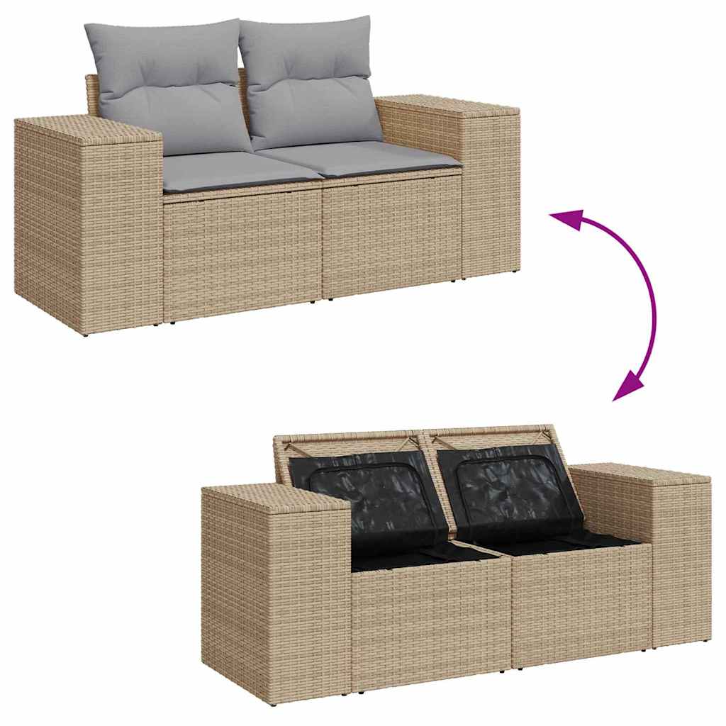 Havesofa Sæt med pude med opbevaring 10 pcs Beige og lys grå