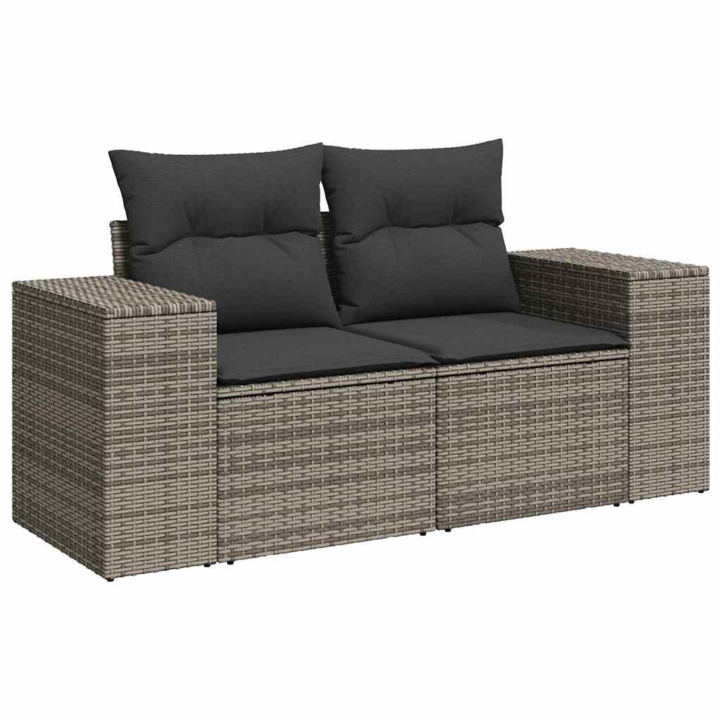 Havesofa Sæt 10 pcs Grå Polyrattan, stål og massivt akacietræ