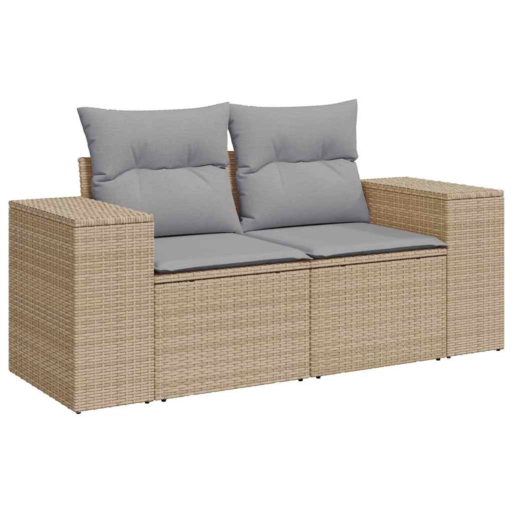 Havesofa Sæt med pude 8 pcs Beige og lys grå polyrattan