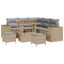 Havesofa Sæt med pude 8 pcs Beige og lys grå polyrattan