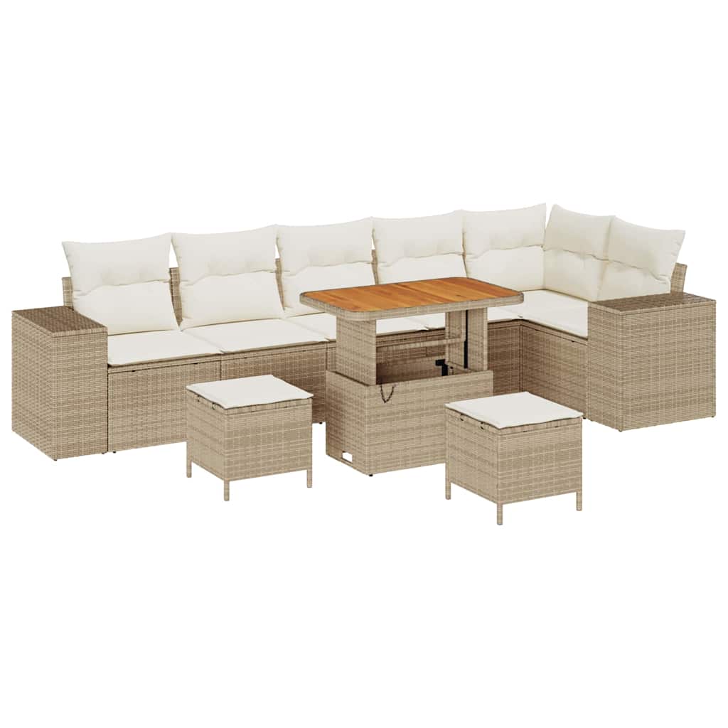 Havesofa Sæt 9 stk. 6-Antal sæder Beige og creme polyrattan