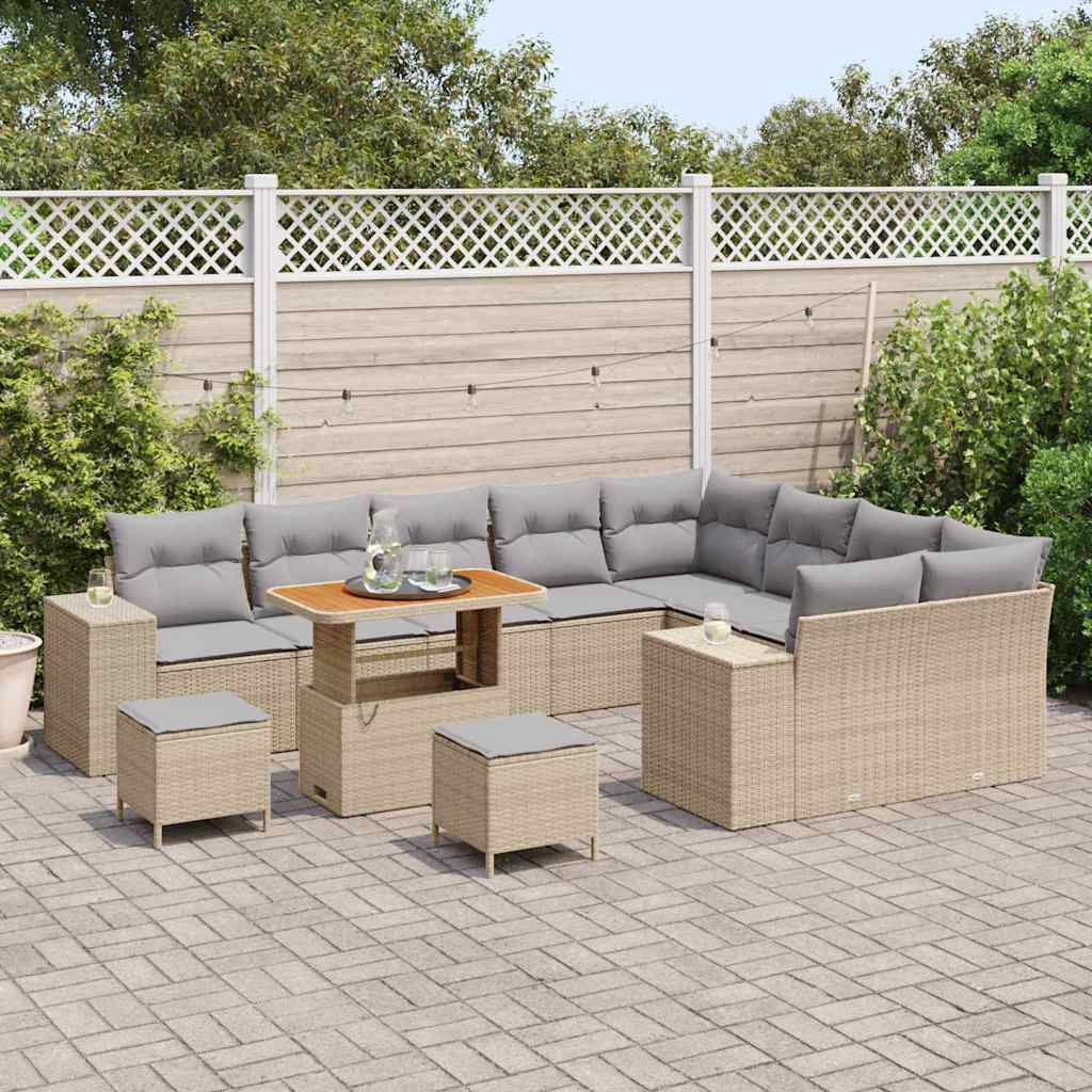 Havesofa Sæt med pude med opbevaring 12 pcs Beige og lys grå