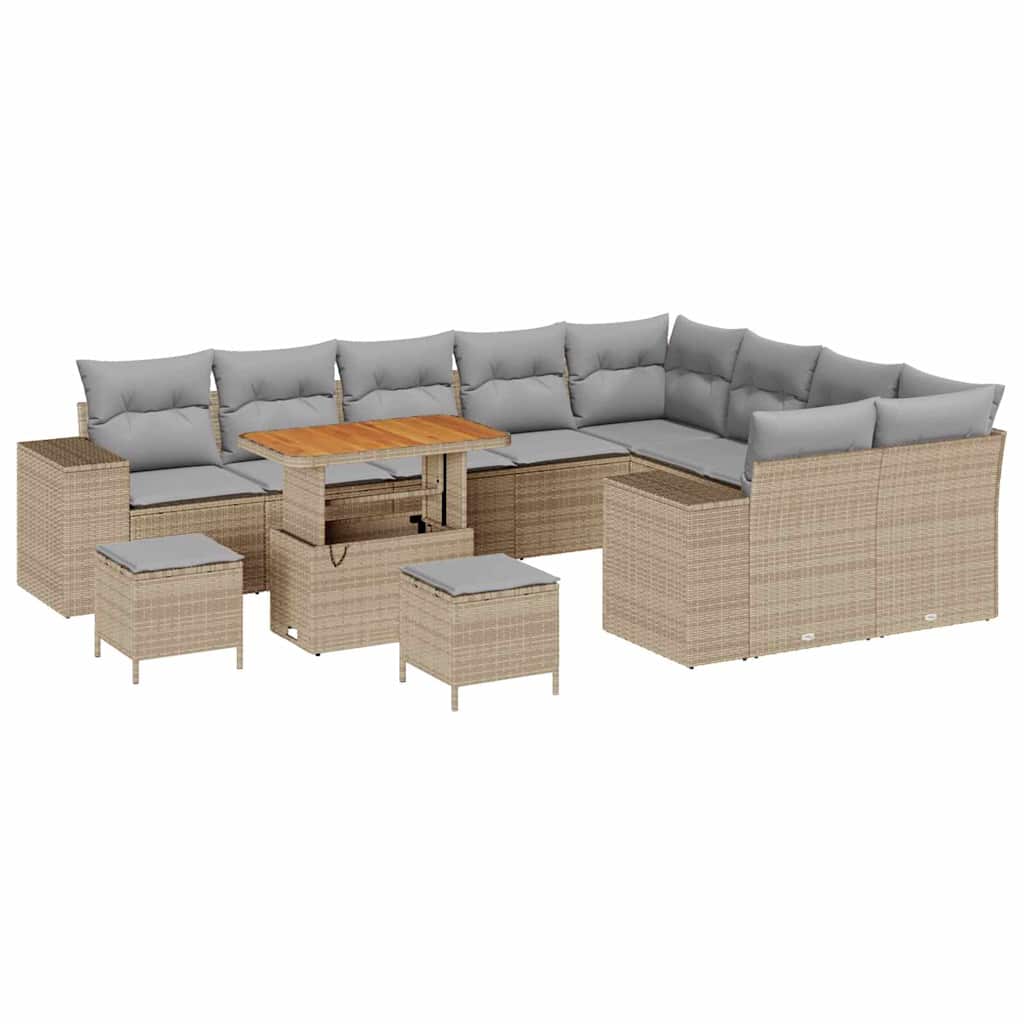 Havesofa Sæt med pude med opbevaring 12 pcs Beige og lys grå