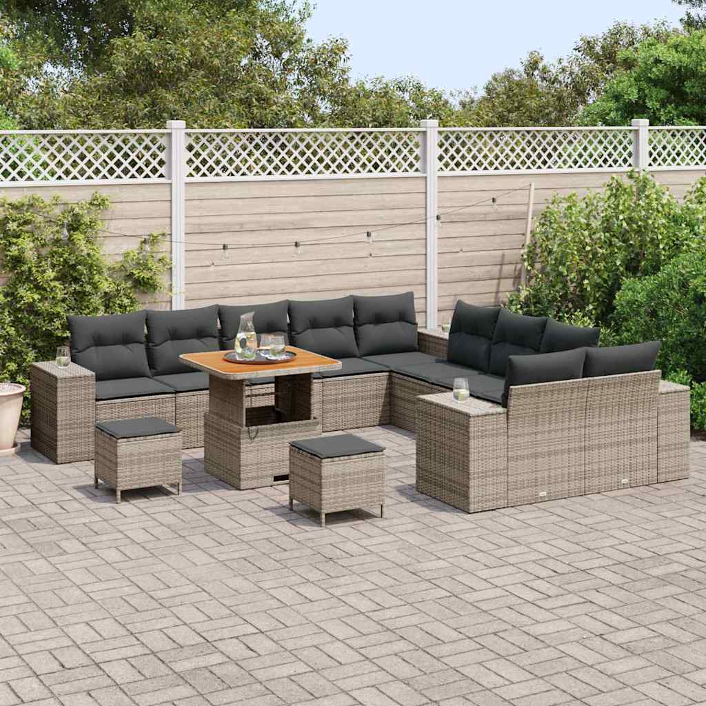 Havesofa Sæt med pude 13 pcs Grå polyrattan