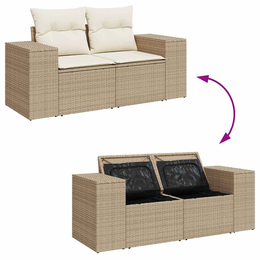Havesofa Sæt med pude 14 pcs Beige og creme polyrattan