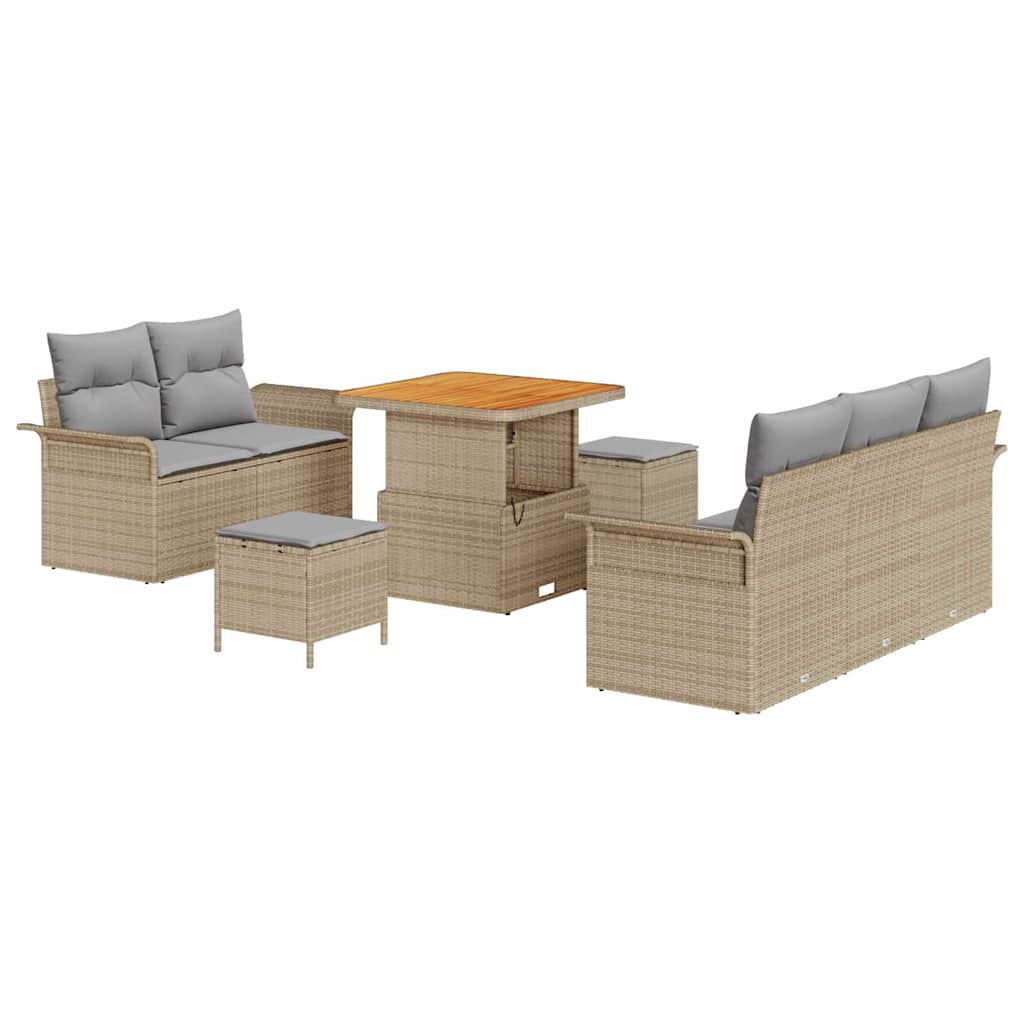 Havesofa Sæt med pude med opbevaring 8 pcs Beige og lys grå