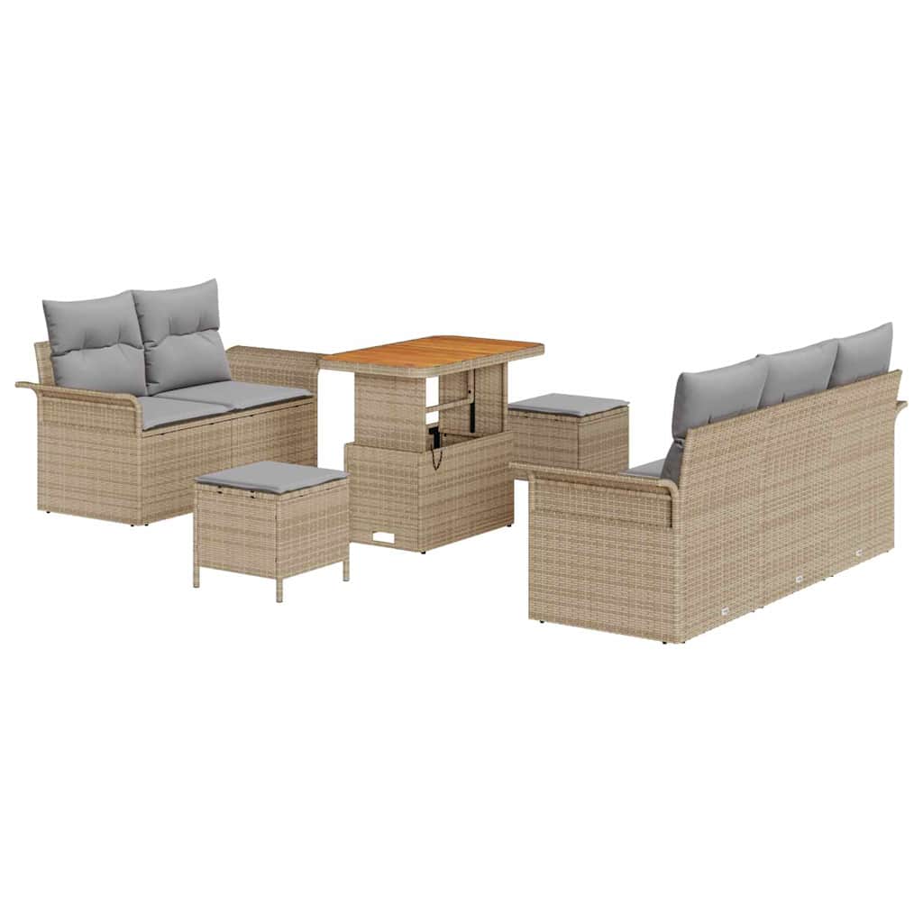 Havesofa Sæt med pude med opbevaring 8 pcs Beige og lys grå