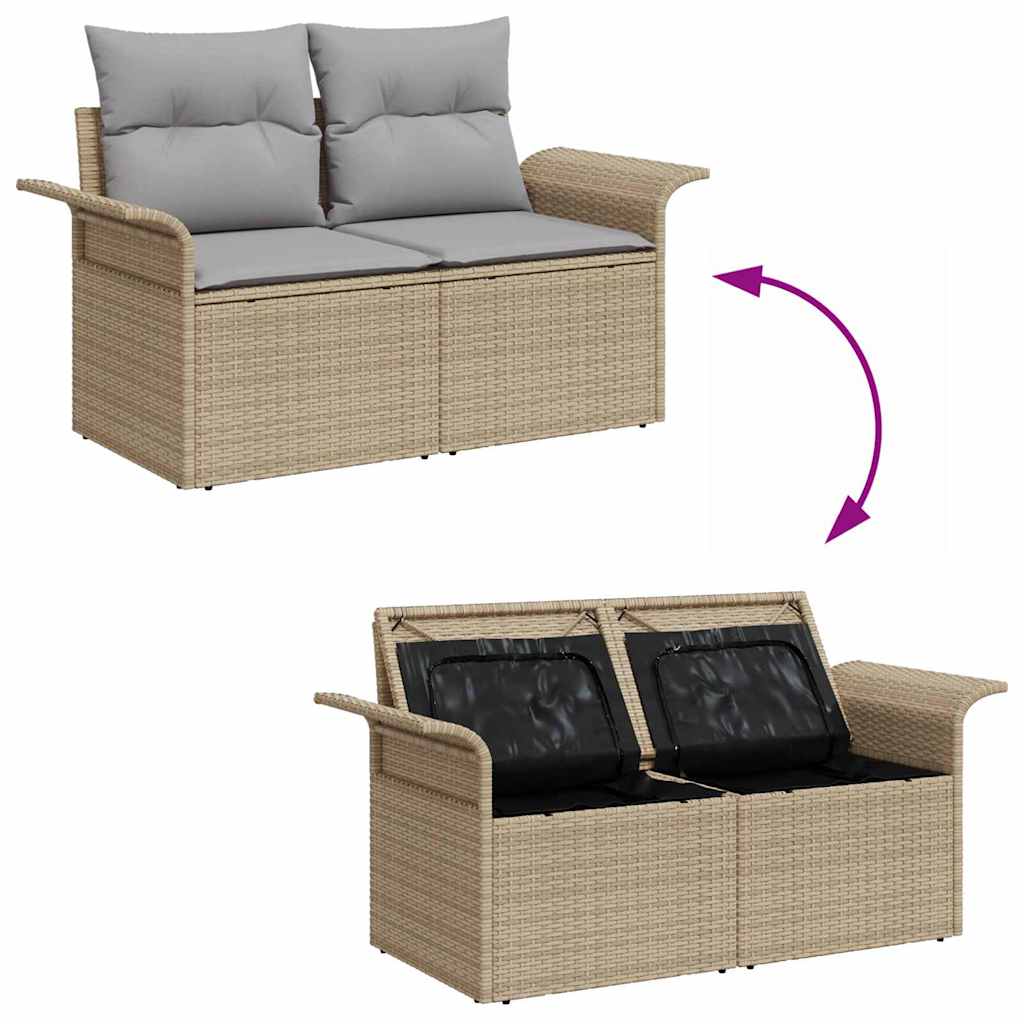 Havesofa Sæt med pude med opbevaring 9 pcs Beige og lys grå