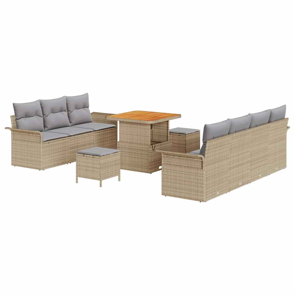 Havesofa Sæt med pude med opbevaring 10 pcs Beige og lys grå