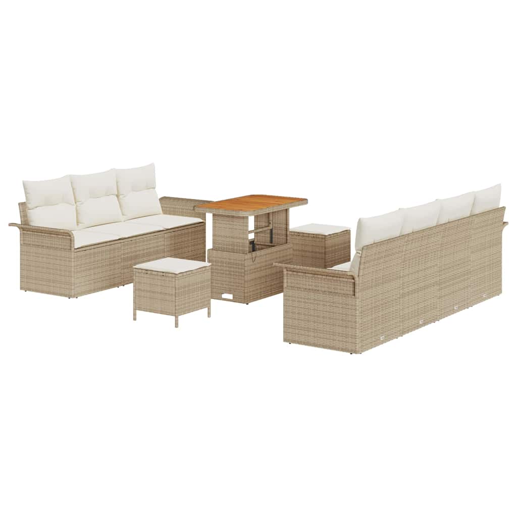 Havesofa Sæt med pude med opbevaring 10 pcs Beige og creme