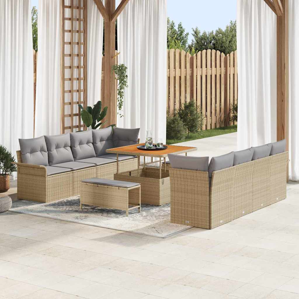 Havesofa Sæt med pude Beige og lys grå 100 x 100 x 71 cm