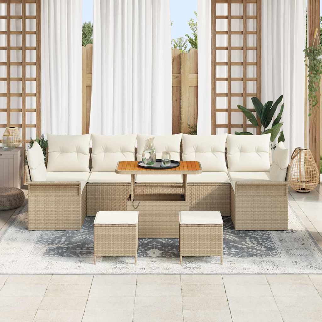 Havesofa Sæt med pude med opbevaring 10 pcs Beige og creme