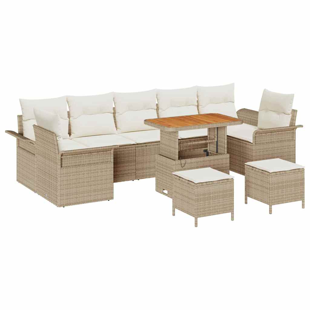 Havesofa Sæt med pude med opbevaring 10 pcs Beige og creme