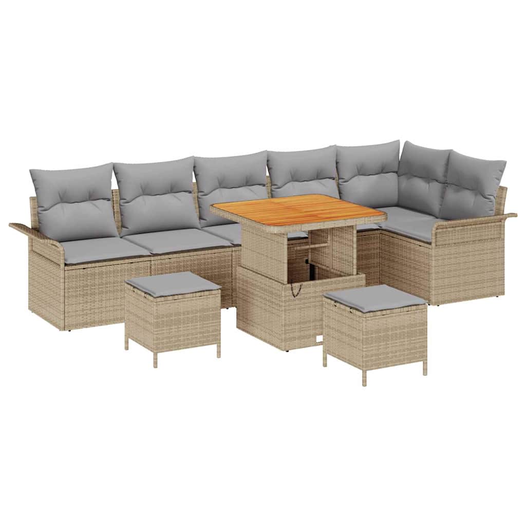 Havesofa Sæt 9 stk. 8-Antal sæder Beige og lys grå