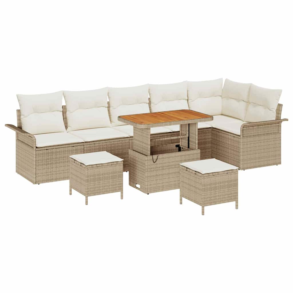 Havesofa Sæt med pude med opbevaring 9 pcs Beige og creme