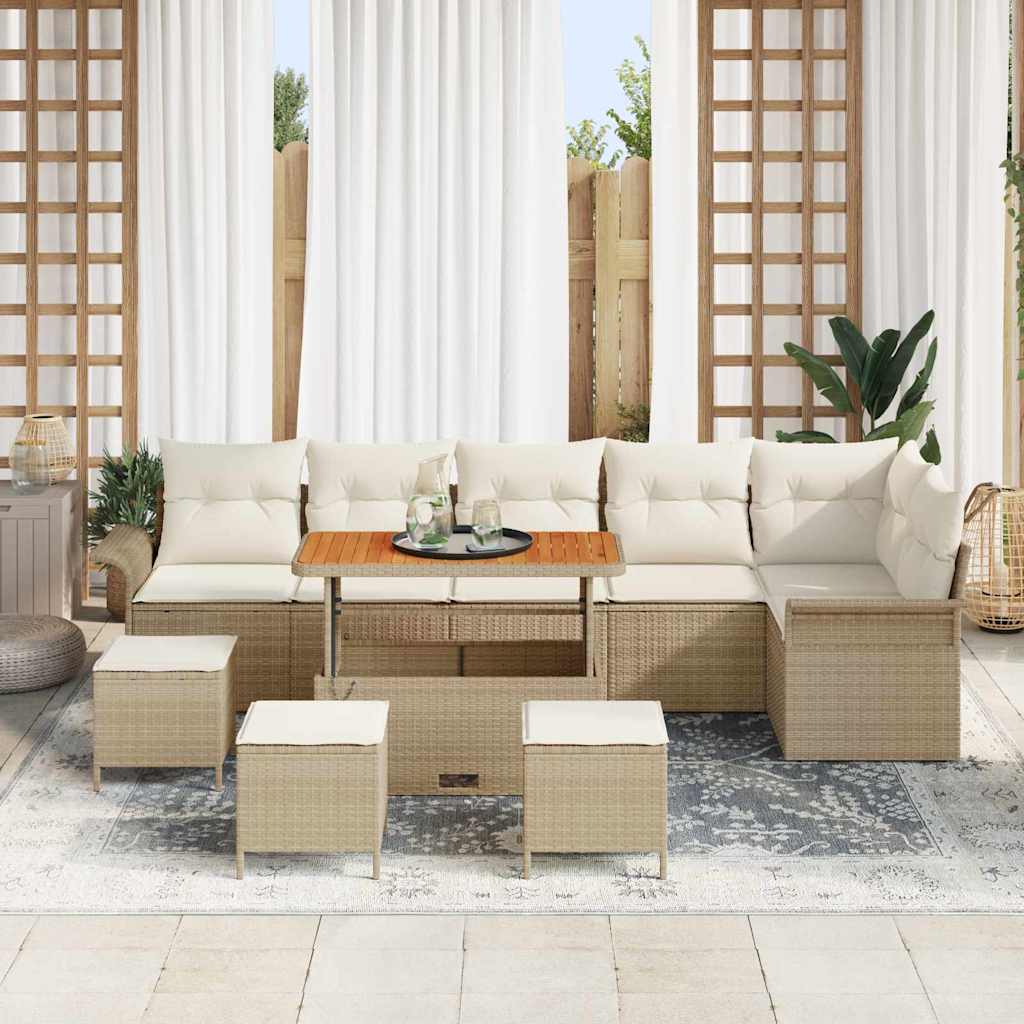 Havesofa Sæt med pude med opbevaring 10 pcs Beige og creme