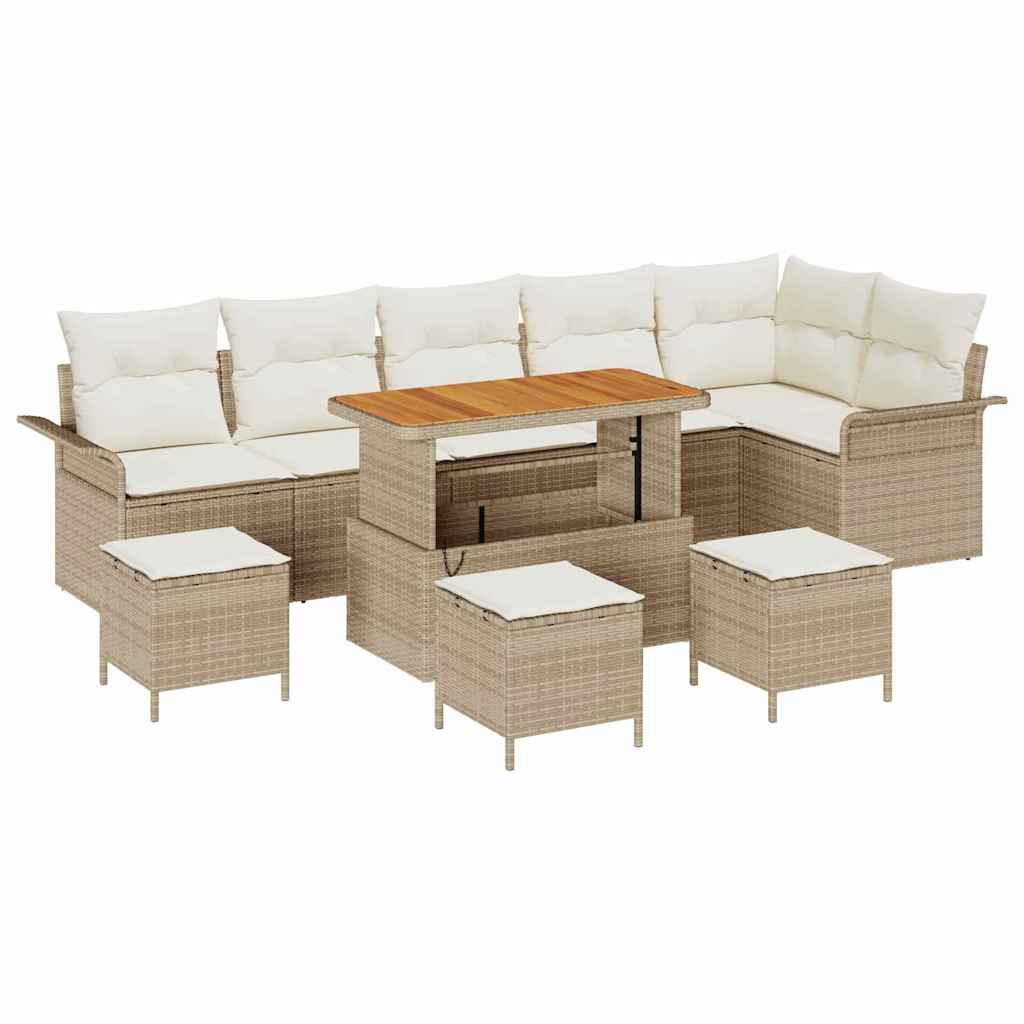 Havesofa Sæt med pude med opbevaring 10 pcs Beige og creme