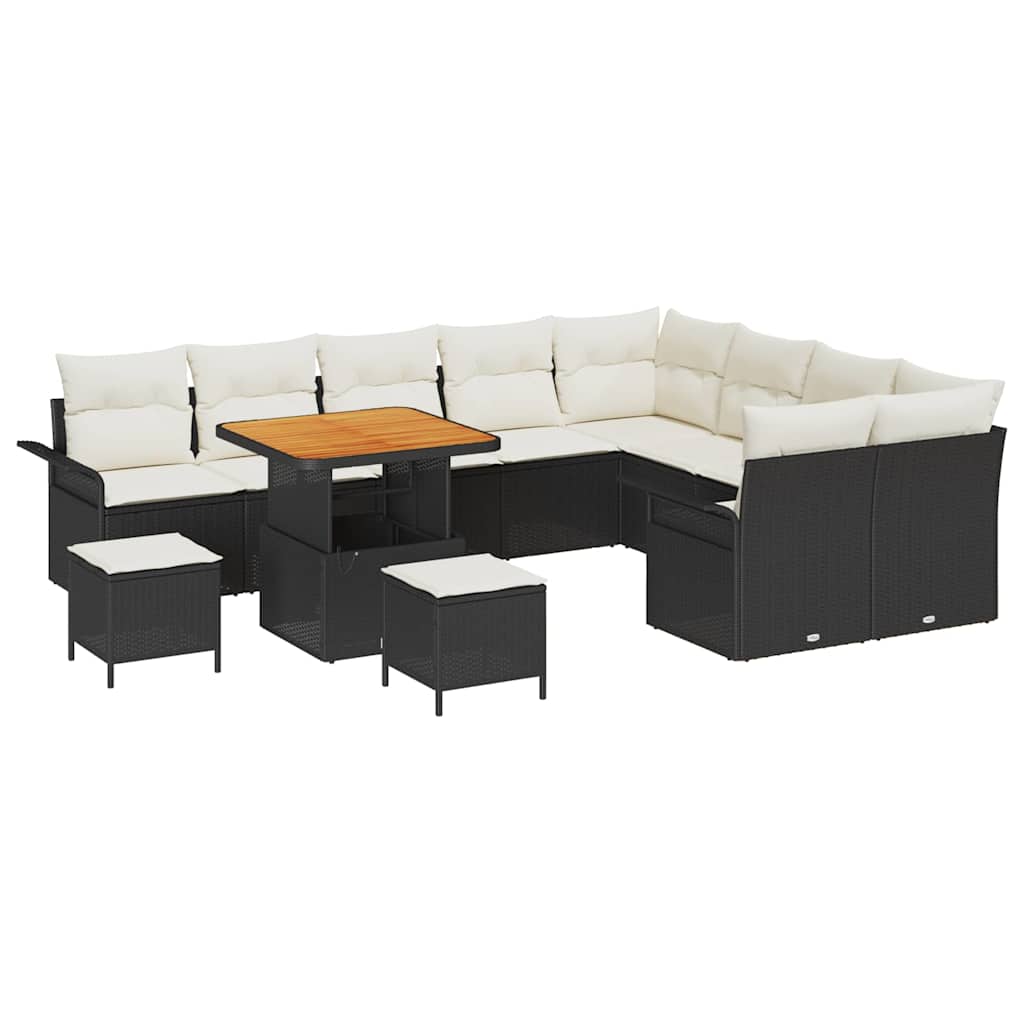 Havesofa Sæt med pude med opbevaring 12 pcs Sort og Cream