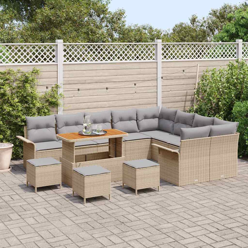Havesofa Sæt med pude med opbevaring 13 pcs Beige og lys grå