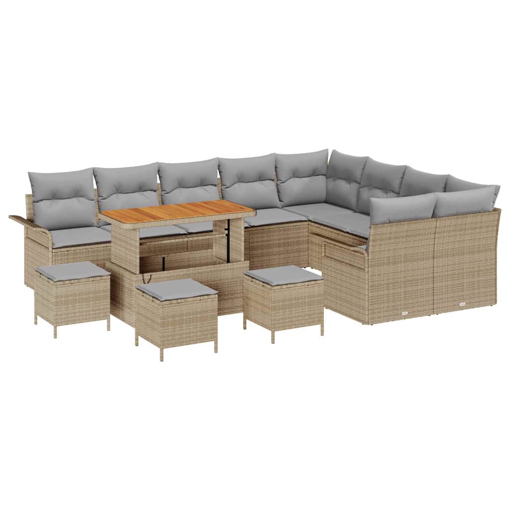 Havesofa Sæt med pude med opbevaring 13 pcs Beige og lys grå