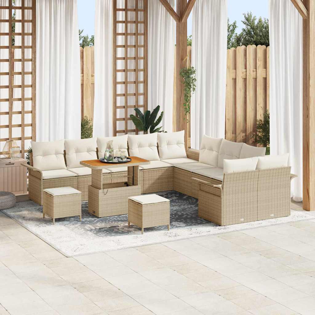 Havesofa Sæt med pude med opbevaring 13 pcs Beige og creme
